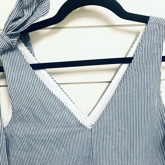 Vineyard Vines Moonshine Sandbar Strip Bow Sleeveless V-Neck Dress Size XS NWT - Picture 6 of 13